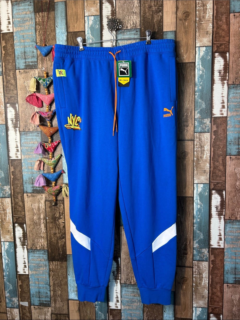Puma Blue Jogger NYC Sweatpants with Orange & White Accents